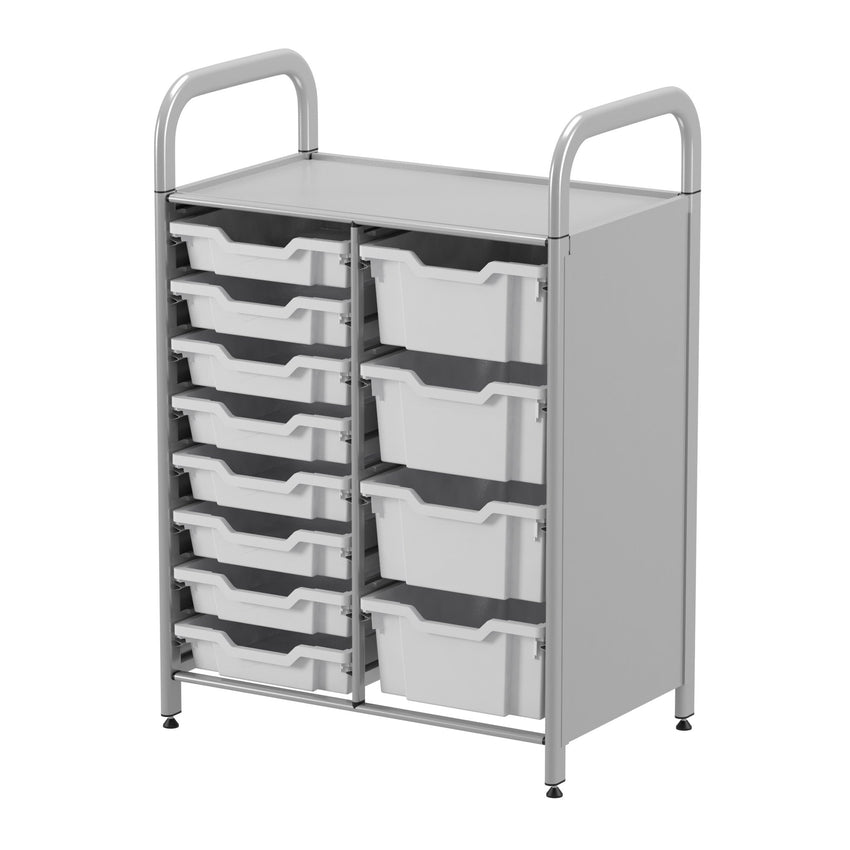 Gratnells Callero Custom Low Level 8 Shallow 4 Deep Tray Starter Unit in Silver (GRA - CSTA1844) - SchoolOutlet