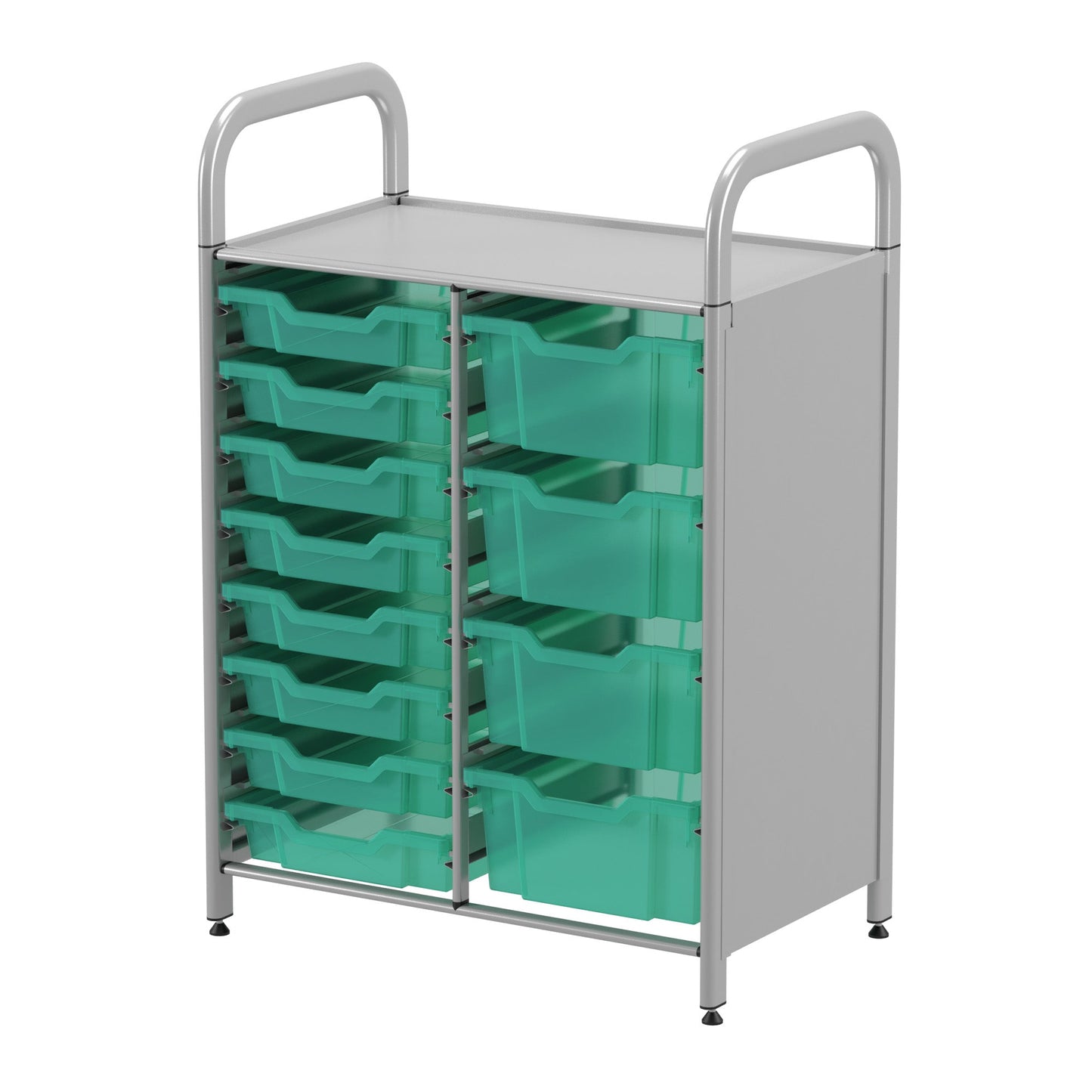 Gratnells Callero Custom Low Level 8 Shallow 4 Deep Tray Starter Unit in Silver (GRA - CSTA1844) - SchoolOutlet