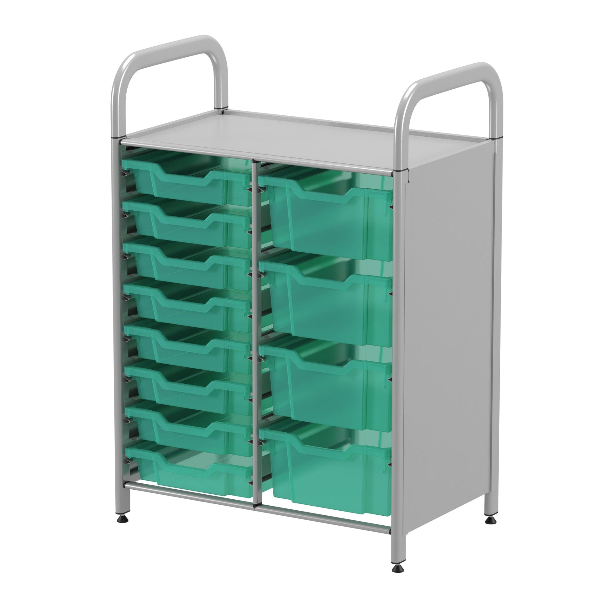 Gratnells Callero Custom Low Level 8 Shallow 4 Deep Tray Starter Unit in Silver (GRA - CSTA1844) - SchoolOutlet