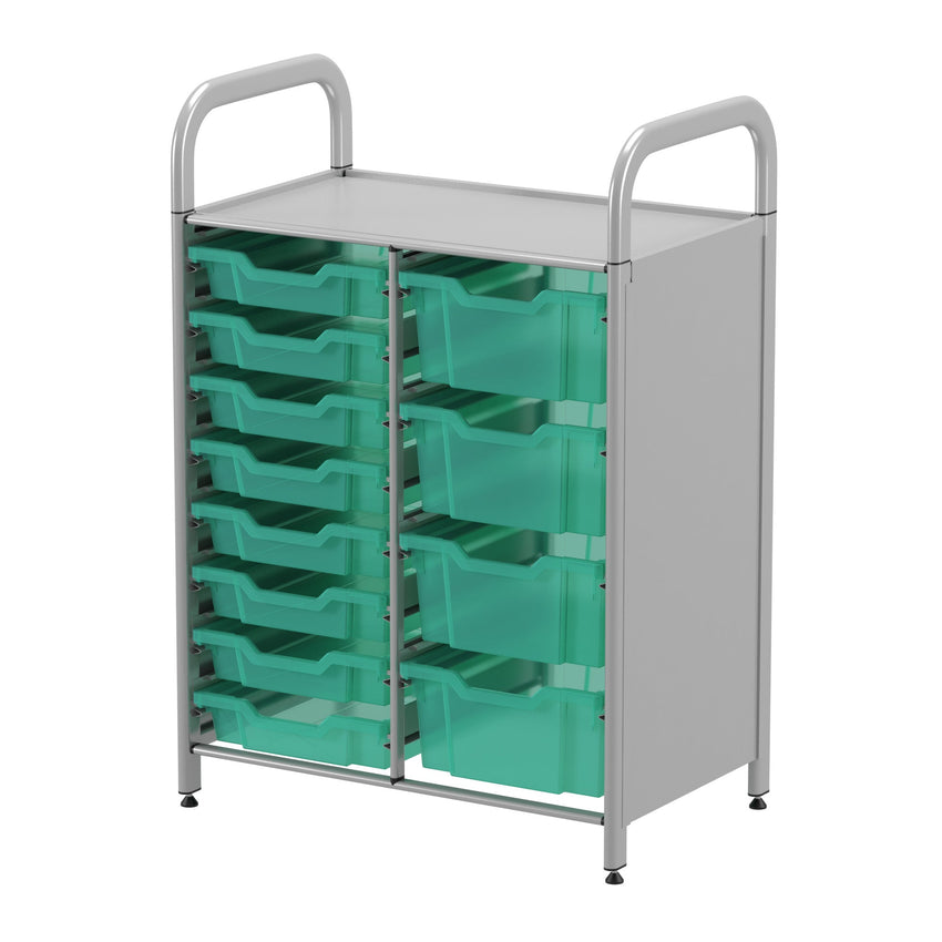 Gratnells Callero Custom Low Level 8 Shallow 4 Deep Tray Starter Unit in Silver (GRA - CSTA1844) - SchoolOutlet