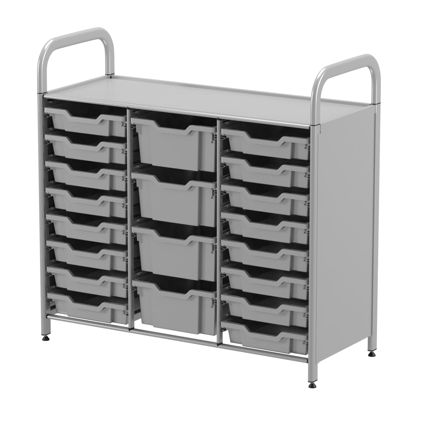 Gratnells Callero Custom Low Level 16 Shallow and 4 Deep Tray Starter Unit in Silver (GRA - CSTA2144) - SchoolOutlet