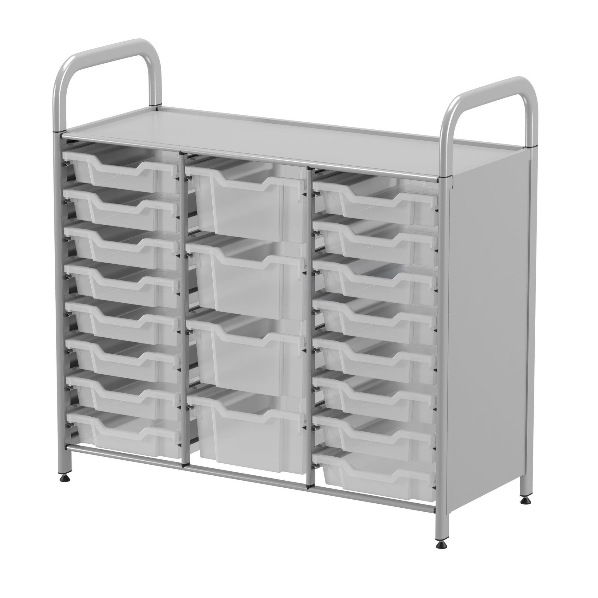 Gratnells Callero Custom Low Level 16 Shallow and 4 Deep Tray Starter Unit in Silver (GRA - CSTA2144) - SchoolOutlet