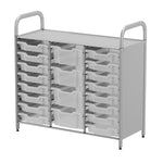 Gratnells Callero Custom Low Level 16 Shallow and 4 Deep Tray Starter Unit in Silver (GRA - CSTA2144) - SchoolOutlet