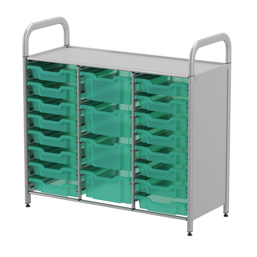 Gratnells Callero Custom Low Level 16 Shallow and 4 Deep Tray Starter Unit in Silver (GRA - CSTA2144) - SchoolOutlet