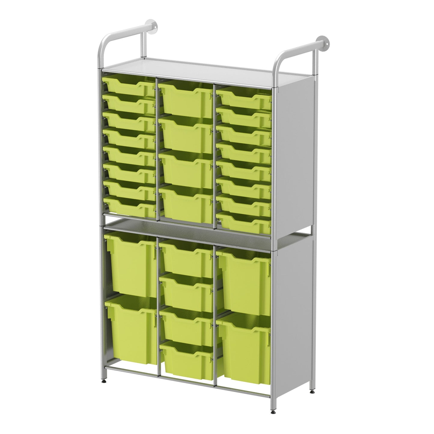 Gratnells Callero Tall Flexi Store Starter Unit in Silver with 16 Shallow, 8 Deep, and 4 Jumbo Trays (GRA - CSTA252144) - SchoolOutlet