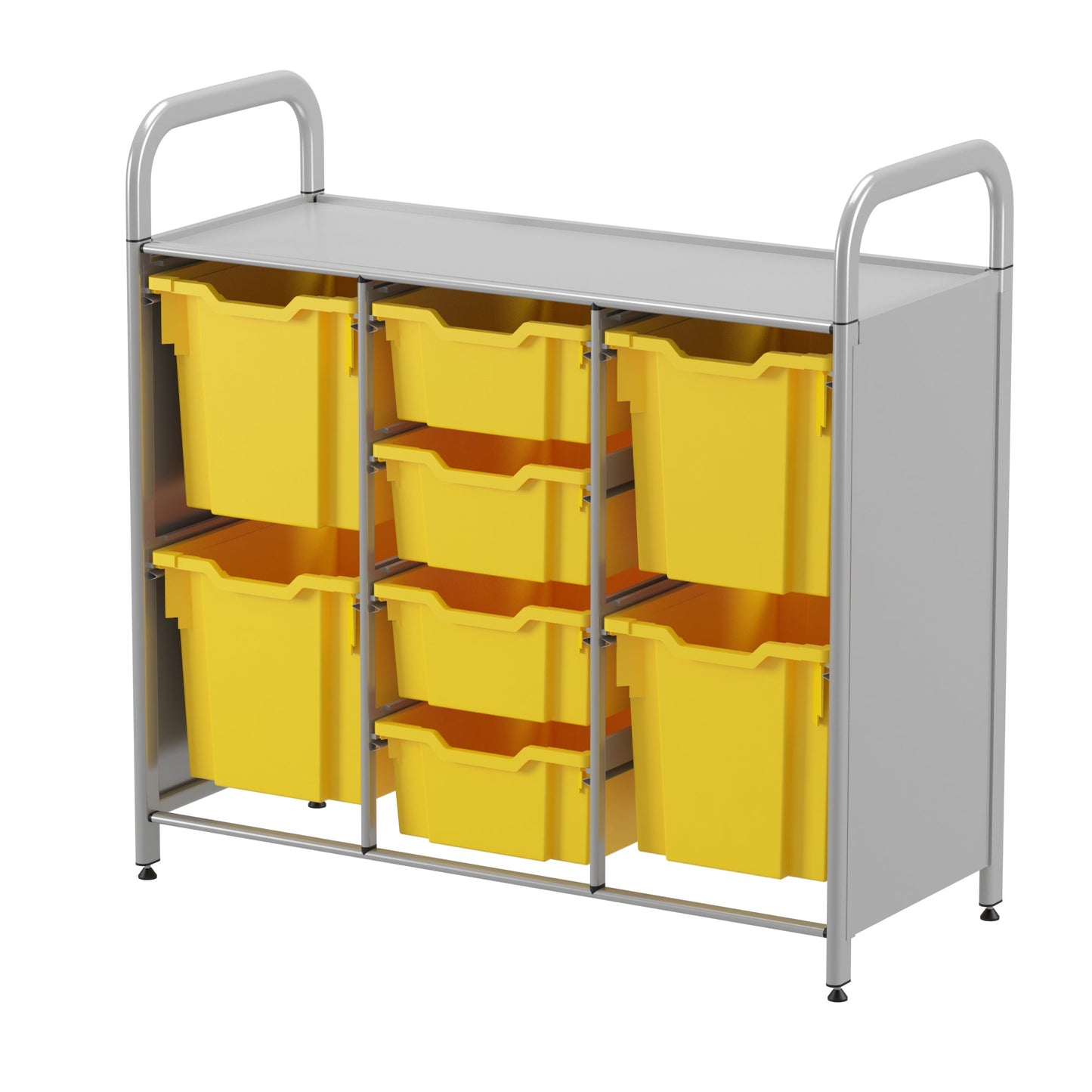 Gratnells Callero Custom Low Level 4 Deep and 4 Jumbo Tray Starter Unit in Silver (GRA - CSTA2544) - SchoolOutlet