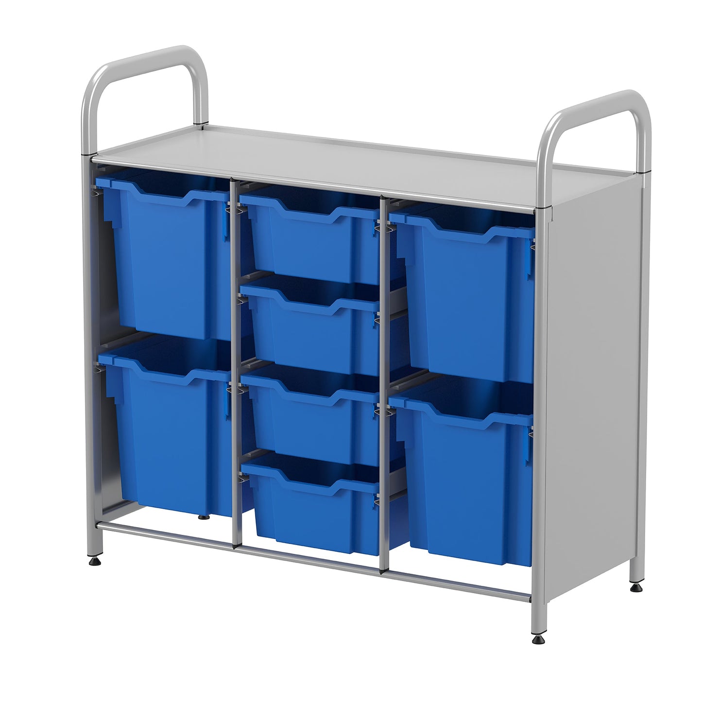 Gratnells Callero Custom Low Level 4 Deep and 4 Jumbo Tray Starter Unit in Silver (GRA - CSTA2544) - SchoolOutlet