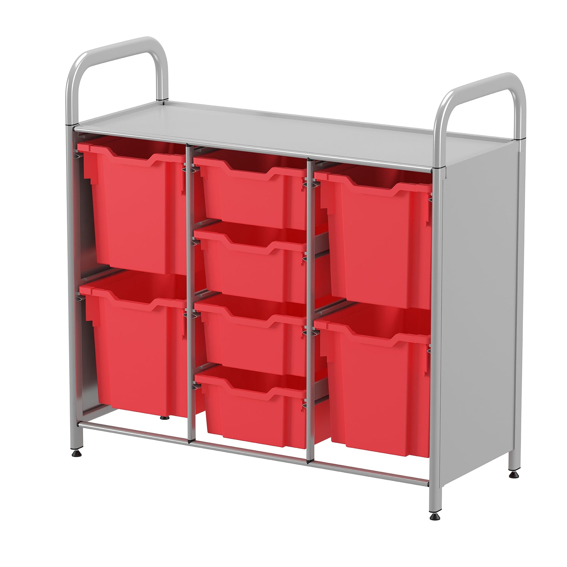 Gratnells Callero Custom Low Level 4 Deep and 4 Jumbo Tray Starter Unit in Silver (GRA - CSTA2544) - SchoolOutlet