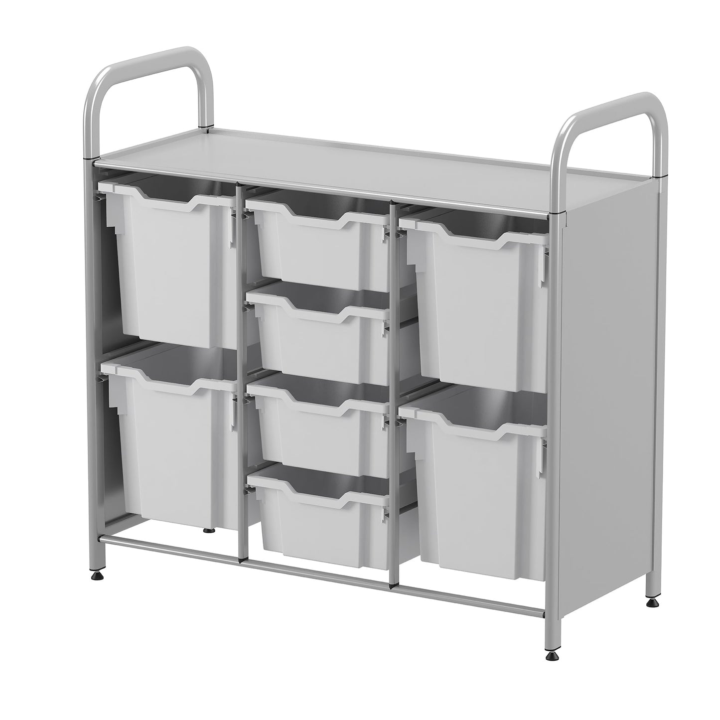 Gratnells Callero Custom Low Level 4 Deep and 4 Jumbo Tray Starter Unit in Silver (GRA - CSTA2544) - SchoolOutlet