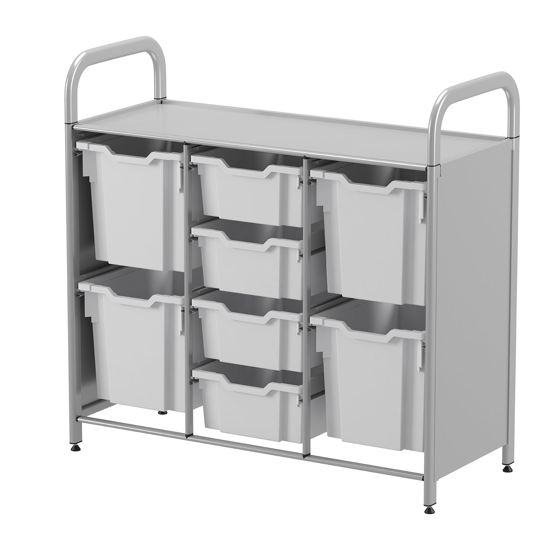 Gratnells Callero Custom Low Level 4 Deep and 4 Jumbo Tray Starter Unit in Silver (GRA - CSTA2544) - SchoolOutlet