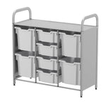 Gratnells Callero Custom Low Level 4 Deep and 4 Jumbo Tray Starter Unit in Silver (GRA - CSTA2544) - SchoolOutlet