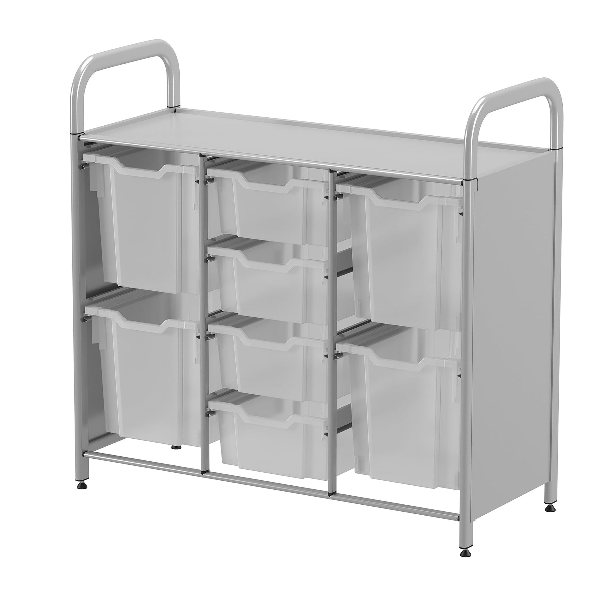 Gratnells Callero Custom Low Level 4 Deep and 4 Jumbo Tray Starter Unit in Silver (GRA - CSTA2544) - SchoolOutlet