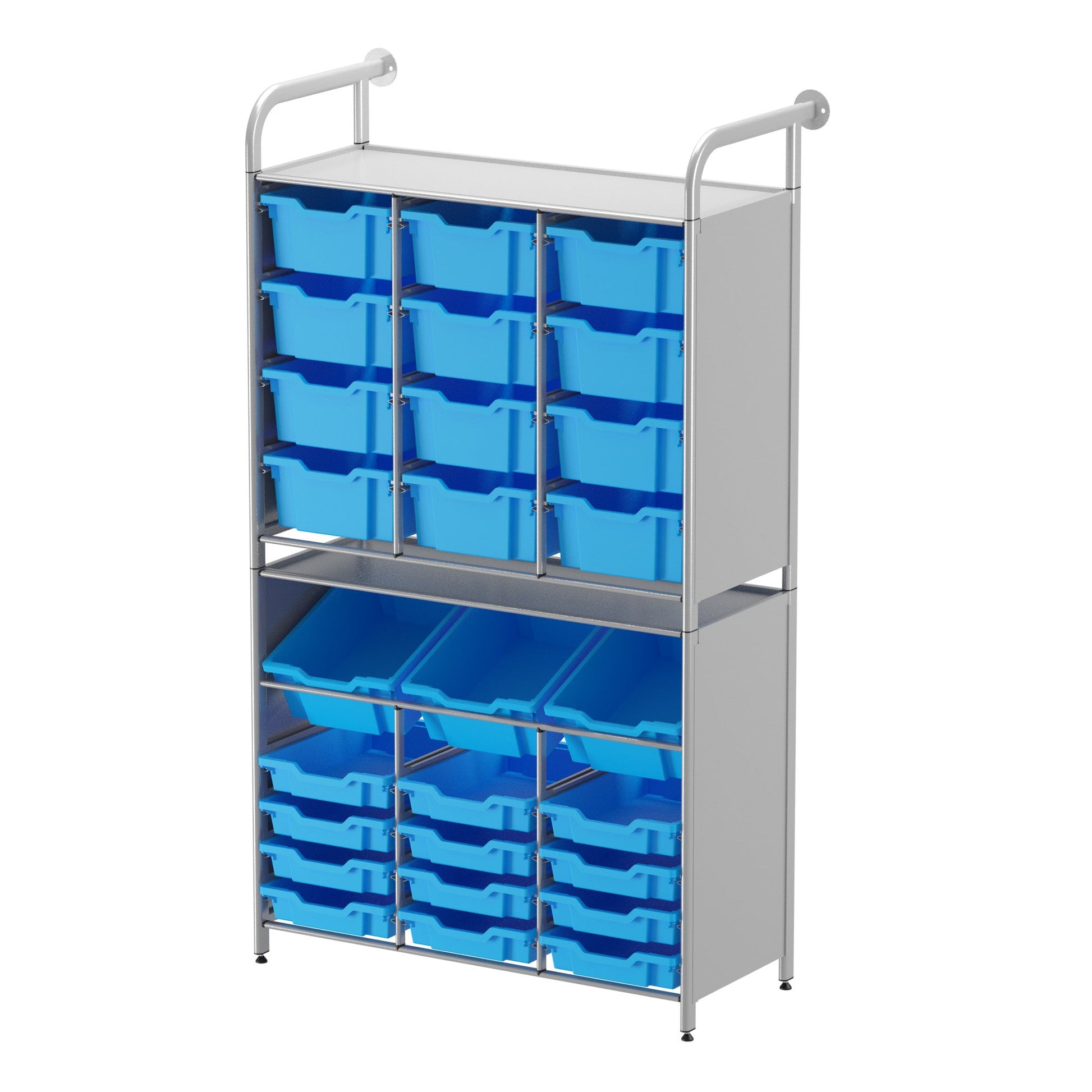 Gratnells Callero Custom Tall Maker - Store Starter Unit 12 Shallow, 3 Deep Tilting and 12 Deep Trays (GRA - CSTA340744) - SchoolOutlet