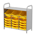 Gratnells Callero Custom Low Level 3 Deep Tilting and 12 Shallow Tray Starter Unit in Silver (GRA - CSTA3444) - SchoolOutlet