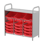 Gratnells Callero Custom Low Level 3 Deep Tilting and 12 Shallow Tray Starter Unit in Silver (GRA - CSTA3444) - SchoolOutlet