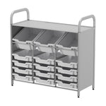 Gratnells Callero Custom Low Level 3 Deep Tilting and 12 Shallow Tray Starter Unit in Silver (GRA - CSTA3444) - SchoolOutlet