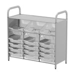 Gratnells Callero Custom Low Level 3 Deep Tilting and 12 Shallow Tray Starter Unit in Silver (GRA - CSTA3444) - SchoolOutlet