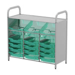 Gratnells Callero Custom Low Level 3 Deep Tilting and 12 Shallow Tray Starter Unit in Silver (GRA - CSTA3444) - SchoolOutlet