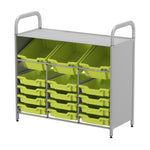 Gratnells Callero Custom Low Level 3 Deep Tilting and 12 Shallow Tray Starter Unit in Silver (GRA - CSTA3444) - SchoolOutlet