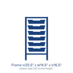 Gratnells Dynamis Lab & Healthcare Low Single Cart Set 41 in Silver with Casters & Optional Feet and 6 Shallow 3 inch deep Trays (GRA - DYAL144) - SchoolOutlet
