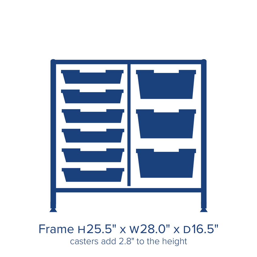 Gratnells Dynamis Lab & Healthcare Low Double Cart Silver Set 44 with Casters and 3 - 6 inch Trays (GRA - DYAL244) - SchoolOutlet