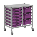 Gratnells Dynamis Lab & Healthcare Low Double Cart Silver Set 44 with Casters and 3 - 6 inch Trays (GRA - DYAL244) - SchoolOutlet