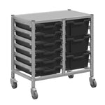 Gratnells Dynamis Lab & Healthcare Low Double Cart Silver Set 44 with Casters and 3 - 6 inch Trays (GRA - DYAL244) - SchoolOutlet