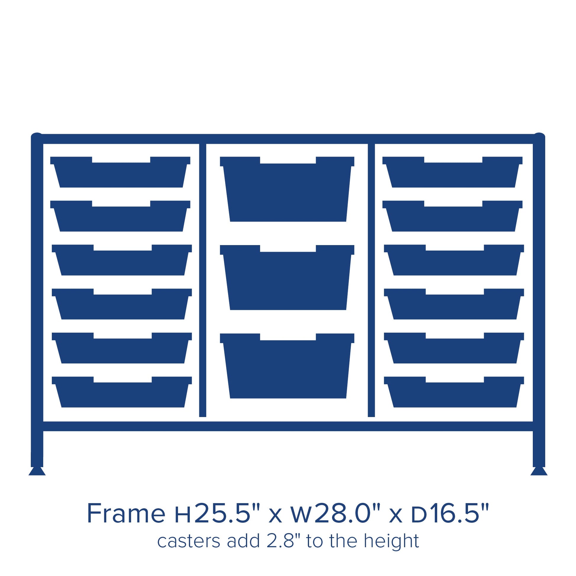 Gratnells Dynamis Lab & Healthcare Low Triple Cart Set 60 Silver with Casters, 12 - 3 inch and 3 - 6 inch deep Trays (GRA - DYAL344) - SchoolOutlet
