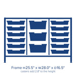 Gratnells Dynamis Lab & Healthcare Low Triple Cart Set 60 Silver with Casters, 12 - 3 inch and 3 - 6 inch deep Trays (GRA - DYAL344) - SchoolOutlet