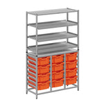 Gratnells Dynamis Combo Cart Set 12 Silver with feet 3 shelves 12 - 6 inch deep Trays (GRA - DYFT344C02) - SchoolOutlet