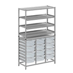 Gratnells Dynamis Combo Cart Set 12 Silver with feet 3 shelves 12 - 6 inch deep Trays (GRA - DYFT344C02) - SchoolOutlet