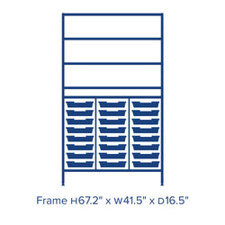 Gratnells Dynamis Combo Cart Set 11 Silver with feet 3 shelves 24 Shallow 3 inch deep Trays (GRA-DYFT344C03)