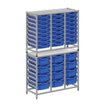 Gratnells Dynamis Combo Cart Set 19 Silver with feet 24 - 3 inch and 12 - 6 inch deep Trays (GRA - DYFT344C04) - SchoolOutlet