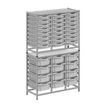Gratnells Dynamis Combo Cart Set 19 Silver with feet 24 - 3 inch and 12 - 6 inch deep Trays (GRA - DYFT344C04) - SchoolOutlet