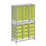 Gratnells Dynamis Combo Cart Set 19 Silver with feet 24 - 3 inch and 12 - 6 inch deep Trays (GRA - DYFT344C04) - SchoolOutlet