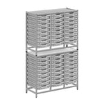 Gratnells Dynamis Combo Cart Set 20 Silver with feet 48 Shallow 3 inch deep Trays (GRA - DYFT344F01) - SchoolOutlet