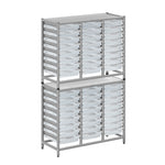Gratnells Dynamis Combo Cart Set 20 Silver with feet 48 Shallow 3 inch deep Trays (GRA - DYFT344F01) - SchoolOutlet