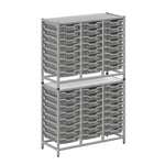 Gratnells Dynamis Combo Cart Set 20 Silver with feet 48 Shallow 3 inch deep Trays (GRA - DYFT344F01) - SchoolOutlet