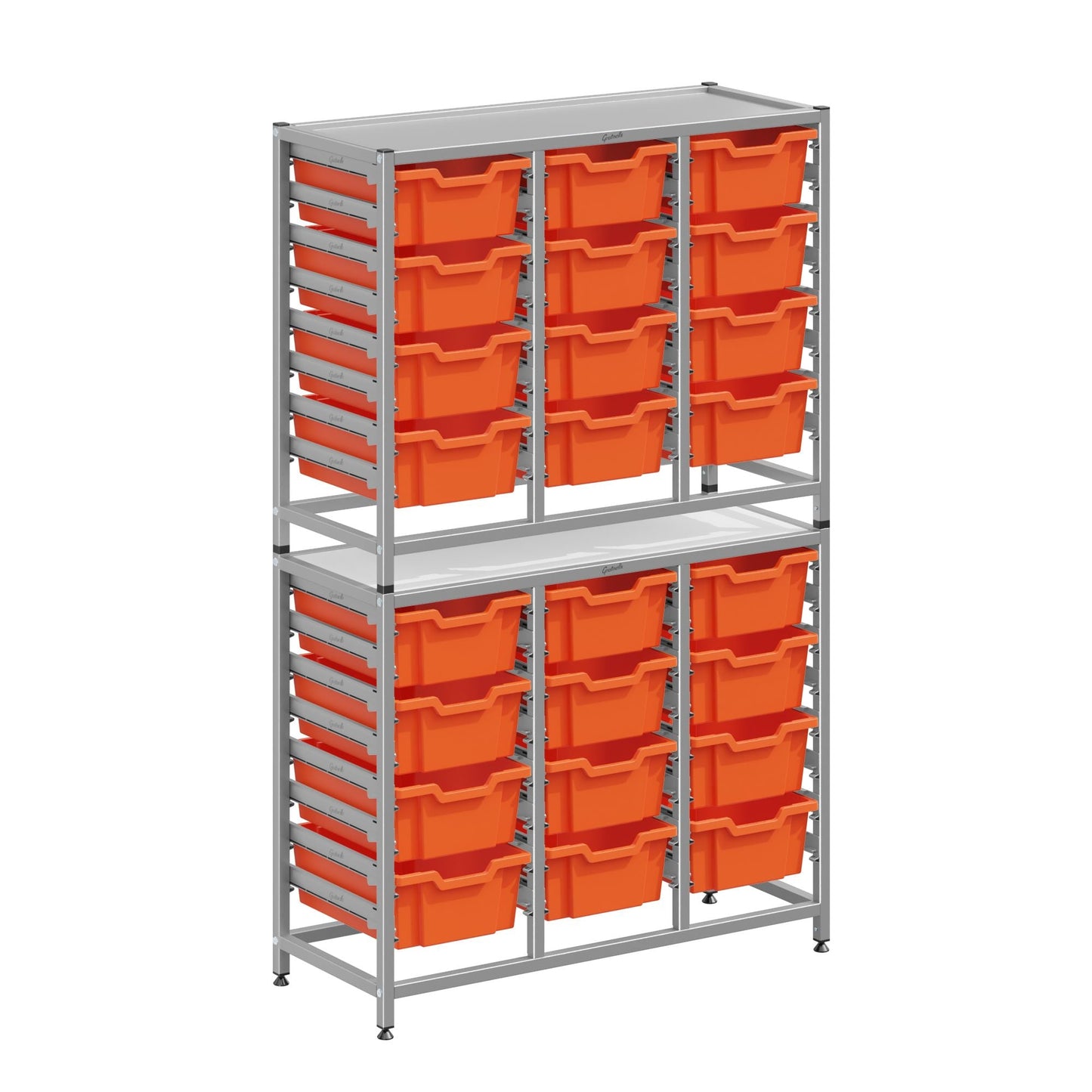 Gratnells Dynamis Combo Cart Set 21 Silver with feet 24 - 6 inch deep Trays (GRA - DYFT344F02) - SchoolOutlet