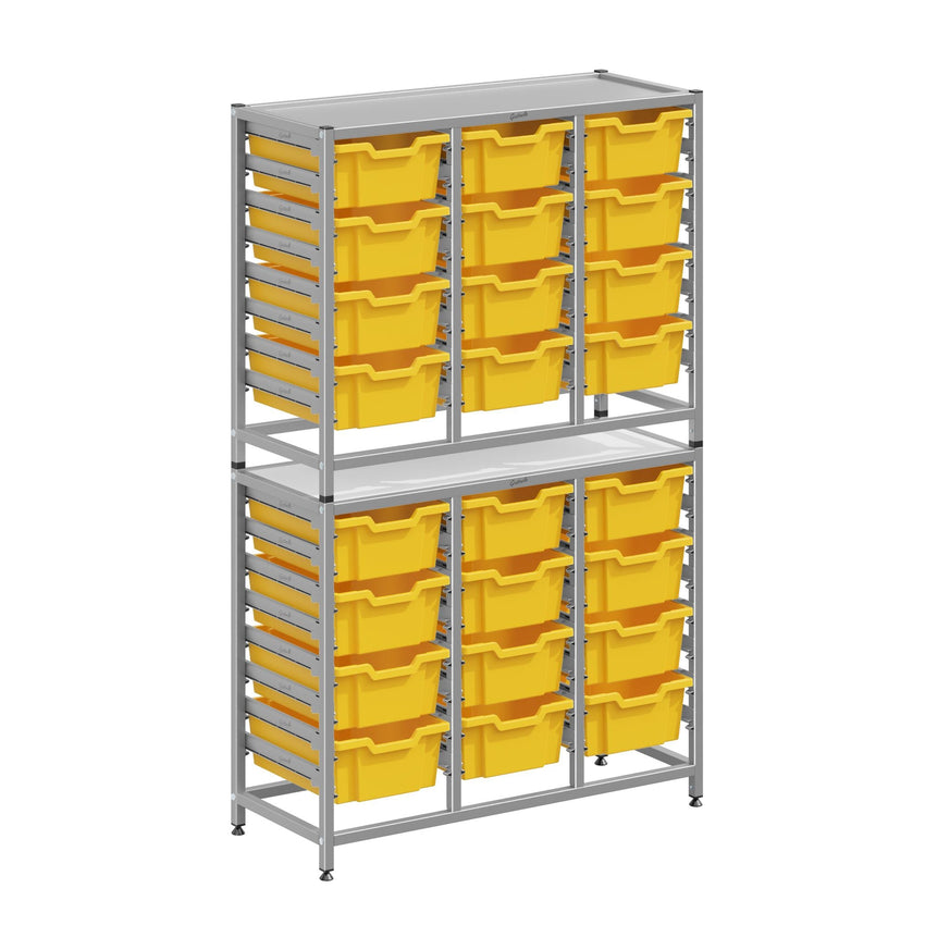 Gratnells Dynamis Combo Cart Set 21 Silver with feet 24 - 6 inch deep Trays (GRA - DYFT344F02) - SchoolOutlet