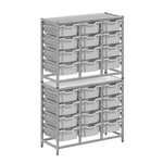 Gratnells Dynamis Combo Cart Set 21 Silver with feet 24 - 6 inch deep Trays (GRA - DYFT344F02) - SchoolOutlet