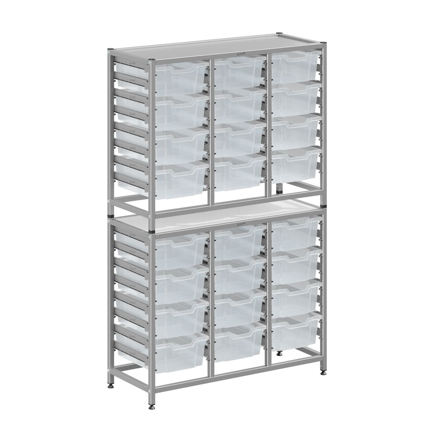 Gratnells Dynamis Combo Cart Set 21 Silver with feet 24 - 6 inch deep Trays (GRA - DYFT344F02) - SchoolOutlet