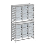 Gratnells Dynamis Combo Cart Set 21 Silver with feet 24 - 6 inch deep Trays (GRA - DYFT344F02) - SchoolOutlet