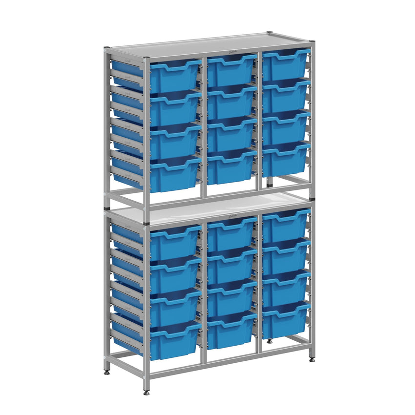 Gratnells Dynamis Combo Cart Set 21 Silver with feet 24 - 6 inch deep Trays (GRA - DYFT344F02) - SchoolOutlet