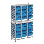 Gratnells Dynamis Combo Cart Set 21 Silver with feet 24 - 6 inch deep Trays (GRA - DYFT344F02) - SchoolOutlet