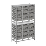 Gratnells Dynamis Combo Cart Set 21 Silver with feet 24 - 6 inch deep Trays (GRA - DYFT344F02) - SchoolOutlet