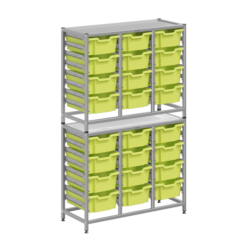 Gratnells Dynamis Combo Cart Set 21 Silver with feet 24 - 6 inch deep Trays (GRA - DYFT344F02) - SchoolOutlet