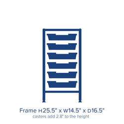 Gratnells Dynamis Low Single Cart Set 41 in Silver with 3" 2 Braked Casters & Optional Feet and 6 Shallow 3 inch deep Trays (GRA-DYTL144)