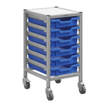 Gratnells Dynamis Low Single Cart Set 41 in Silver with 3