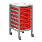 Gratnells Dynamis Low Single Cart Set 41 in Silver with 3